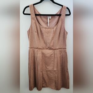 LC Pleated Polka Dot Mini Dress 14 Mauve Beige Lauren Conrad‎